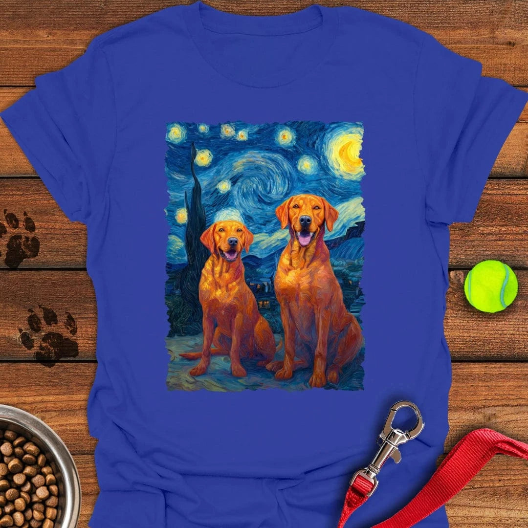 Two Fox Red Labradors Van Gogh T-Shirt Adorable Dog Clothing Present For Dog Lovers