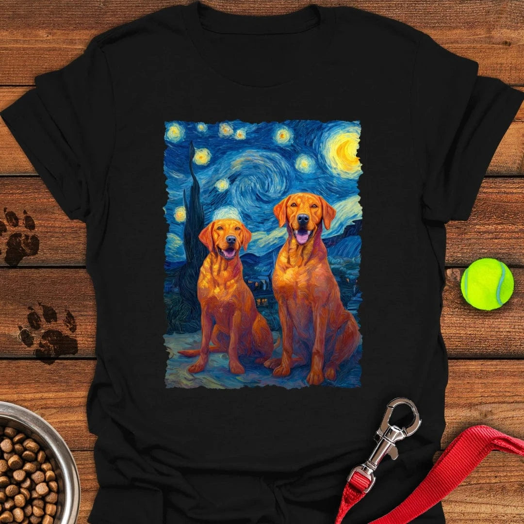 Two Fox Red Labradors Van Gogh T-Shirt Adorable Dog Clothing Present For Dog Lovers