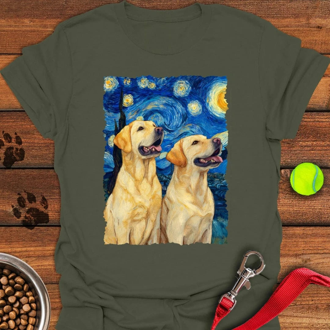 Two Yellow Labradors Van Gogh T-Shirt Lazy Dog Apparel Father'sDay Present Ideas