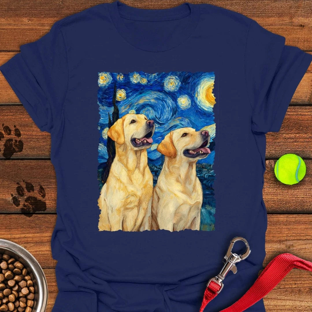 Two Yellow Labradors Van Gogh T-Shirt Lazy Dog Apparel Father'sDay Present Ideas