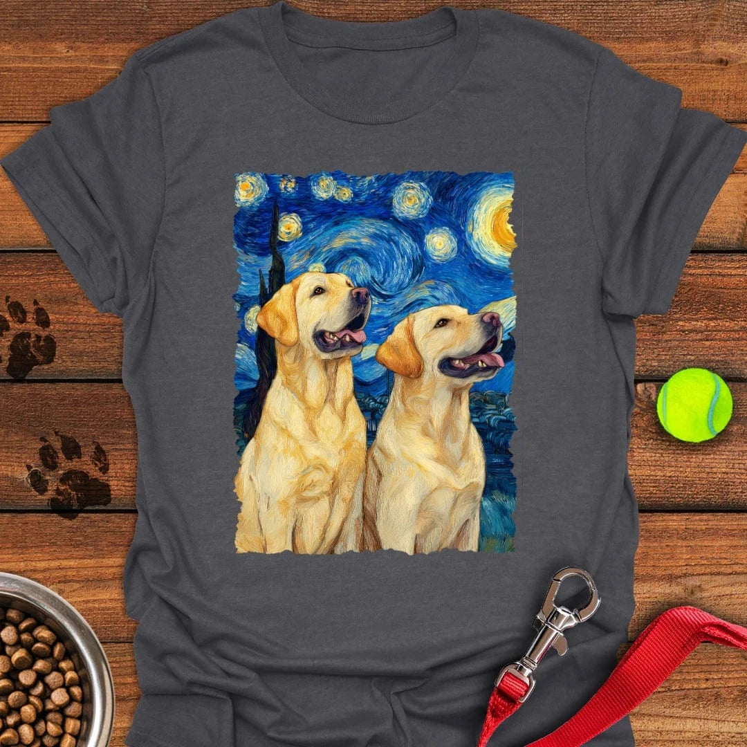 Two Yellow Labradors Van Gogh T-Shirt Lazy Dog Apparel Father'sDay Present Ideas
