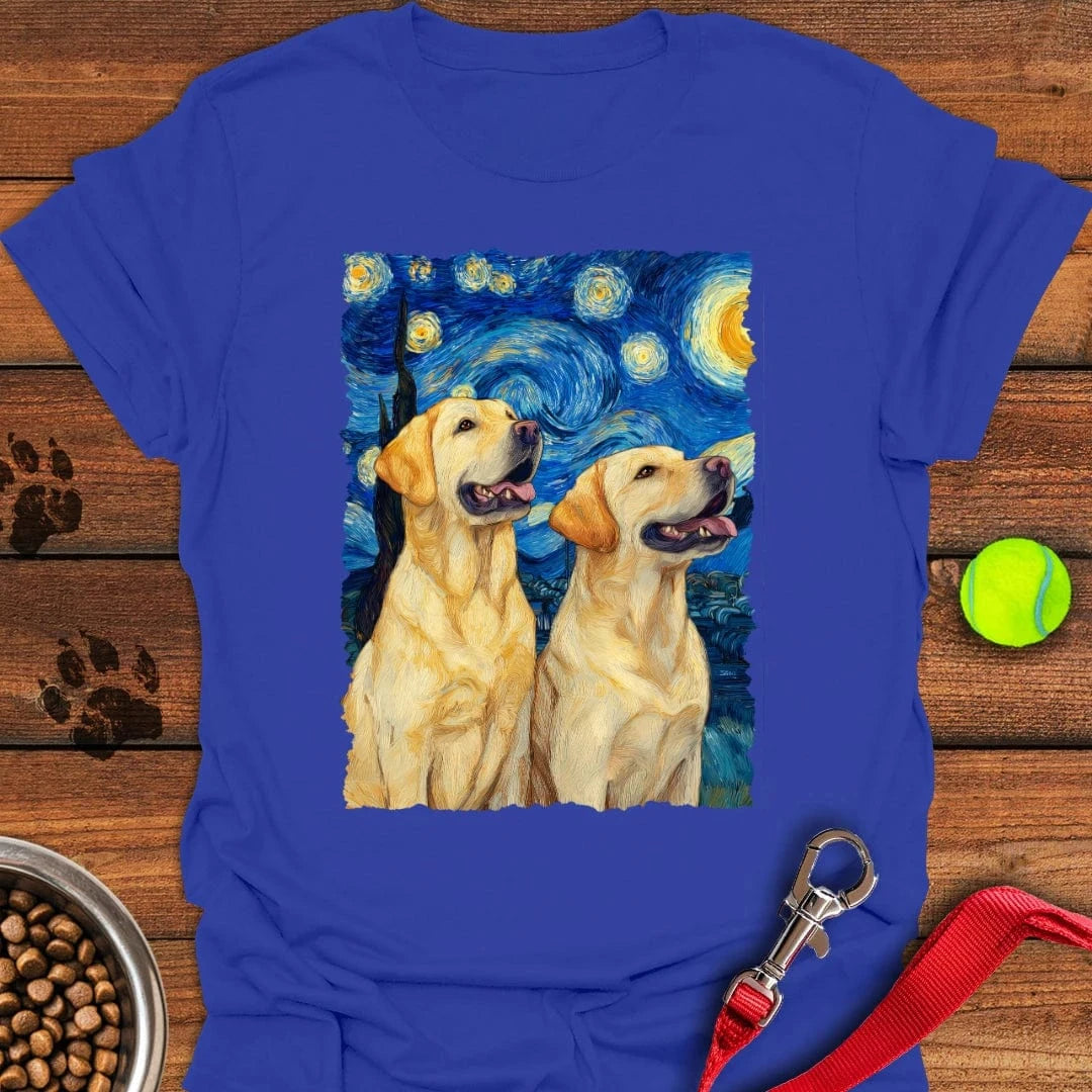 Two Yellow Labradors Van Gogh T-Shirt Lazy Dog Apparel Father'sDay Present Ideas