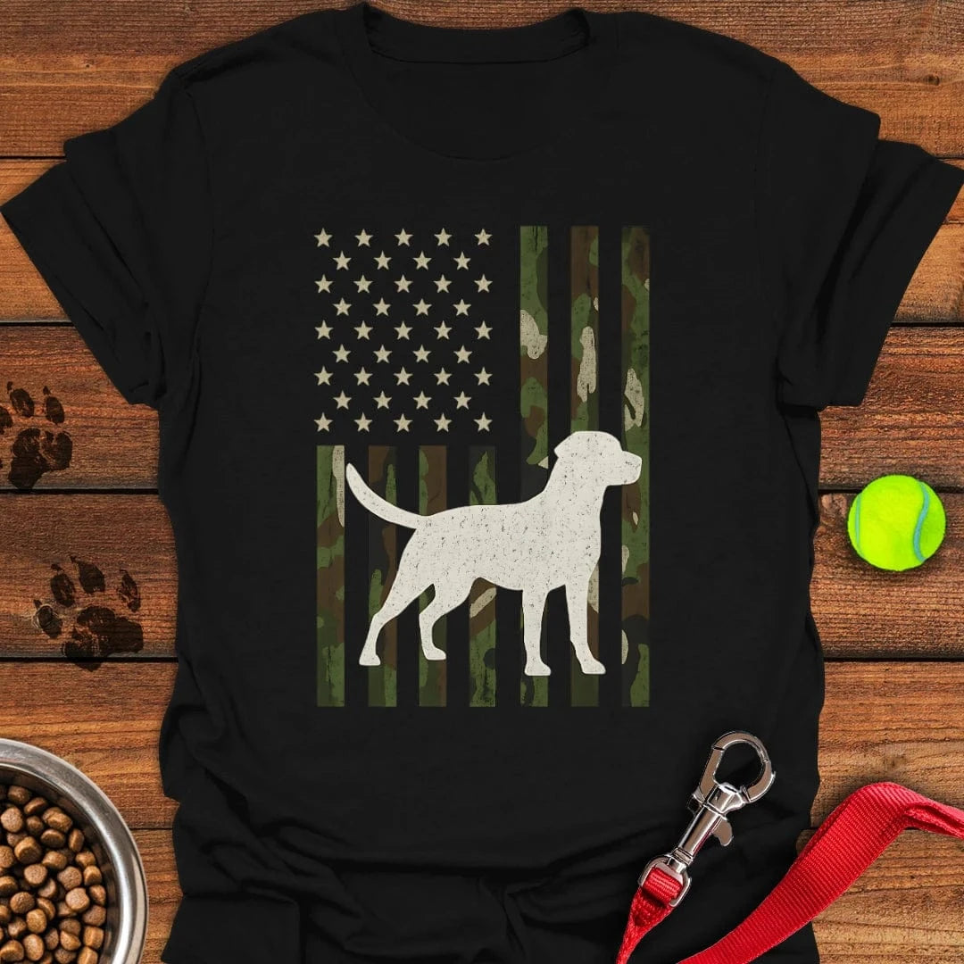 USA Labrador Hunting Camo T-Shirt Gentle Dog Clothes Dog Themed Gifts