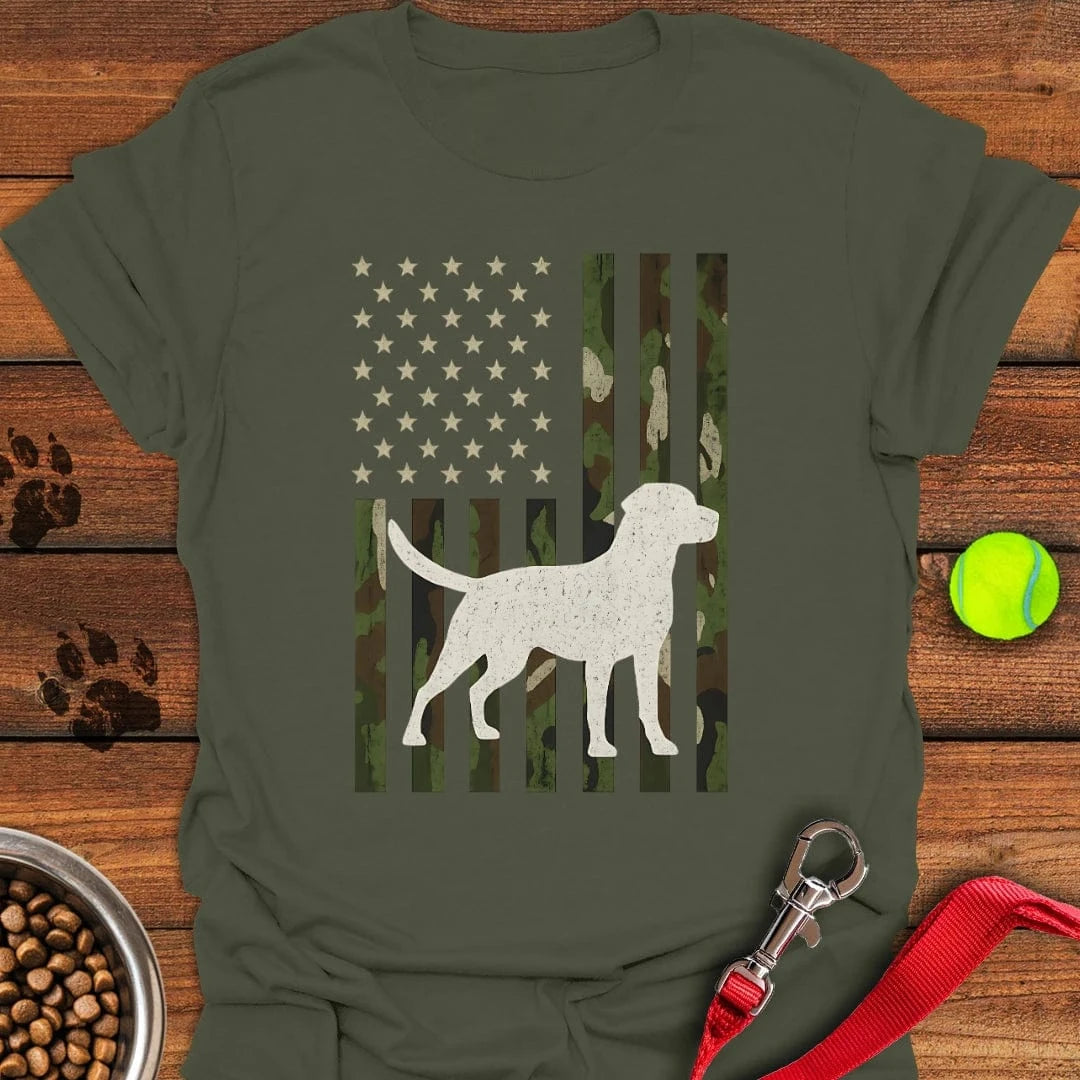 USA Labrador Hunting Camo T-Shirt Gentle Dog Clothes Dog Themed Gifts