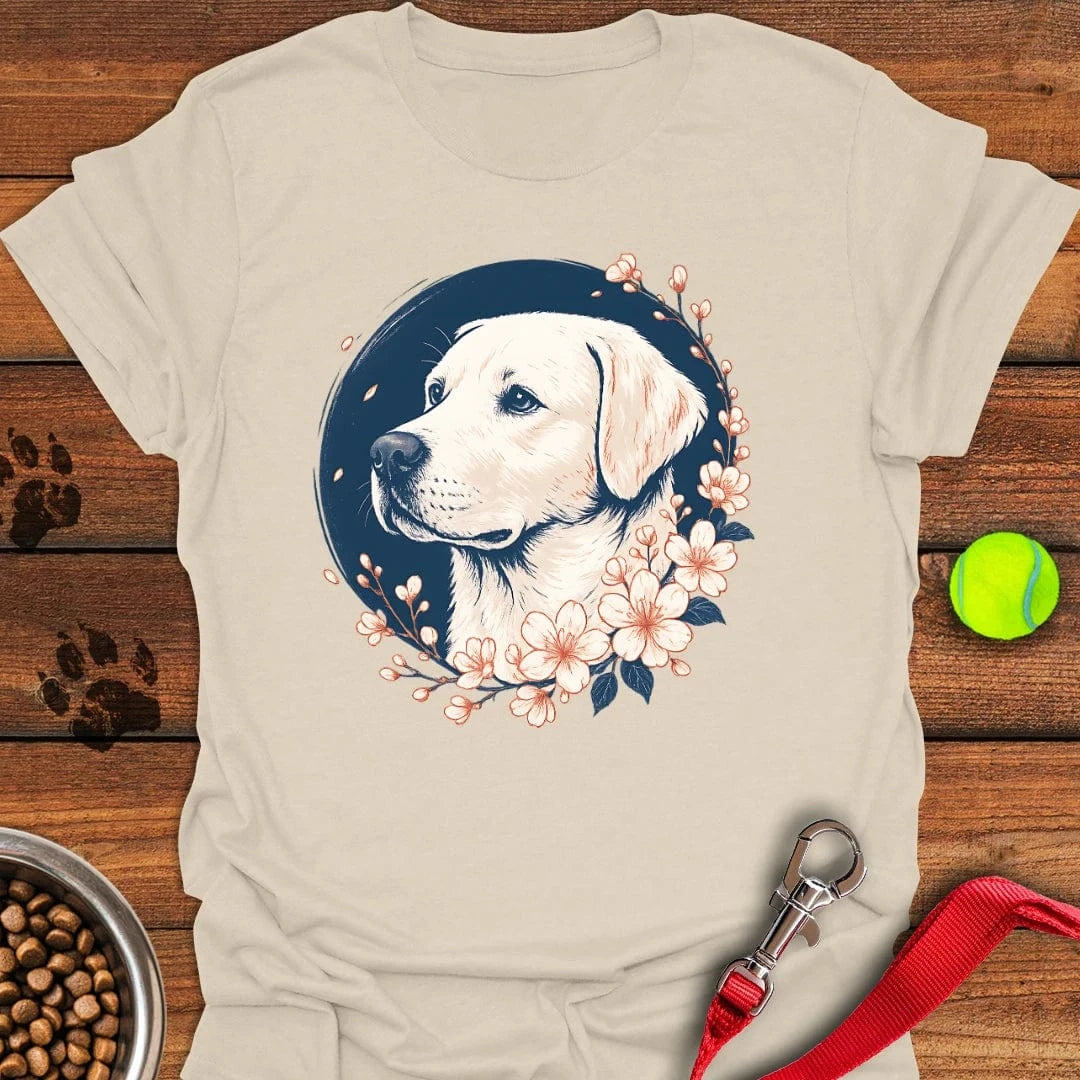 White Labrador Flower T-Shirt Silly Dog Apparel Unique Gifts For Dad