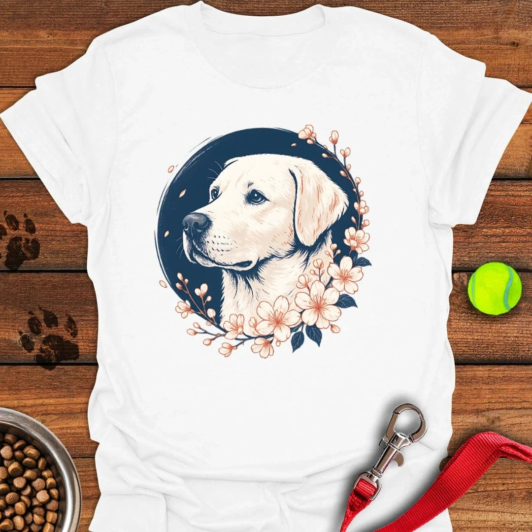White Labrador Flower T-Shirt Silly Dog Apparel Unique Gifts For Dad