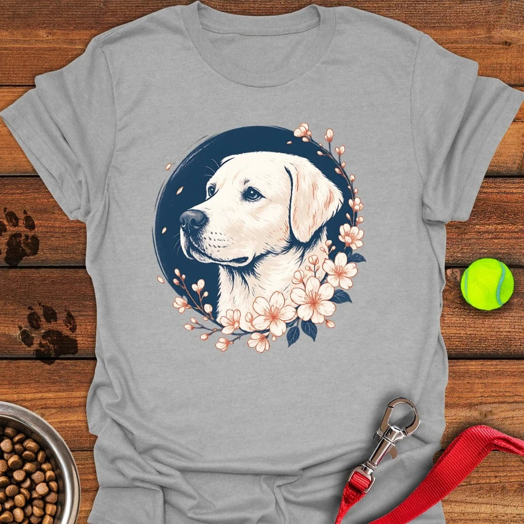 White Labrador Flower T-Shirt Silly Dog Apparel Unique Gifts For Dad