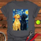 Yellow & Black Lab Van Gogh T-Shirt Cute Dog Tees Presents For Labrador Lovers