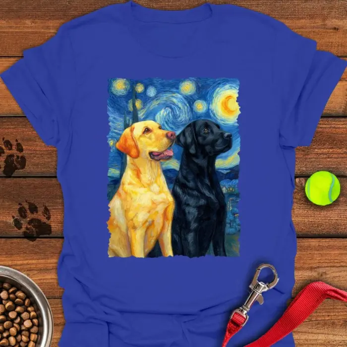 Yellow & Black Lab Van Gogh T-Shirt Cute Dog Tees Presents For Labrador Lovers