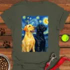 Yellow & Black Lab Van Gogh T-Shirt Cute Dog Tees Presents For Labrador Lovers