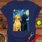 Yellow & Black Lab Van Gogh T-Shirt Cute Dog Tees Presents For Labrador Lovers