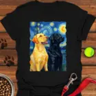 Yellow & Black Lab Van Gogh T-Shirt Cute Dog Tees Presents For Labrador Lovers