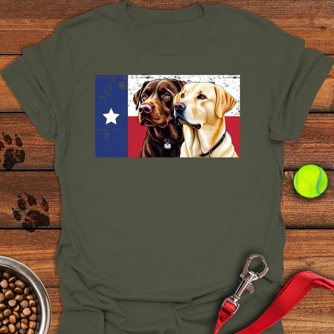 Yellow & Chocolate Lab Texas Flag T-Shirt Wild Dog Clothing Best Gifts For Dog Owners
