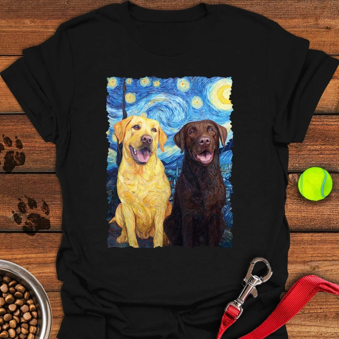 Yellow & Chocolate Lab Van Gogh T-Shirt Classic Dog Apparel Sentimental Father's Day Gifts