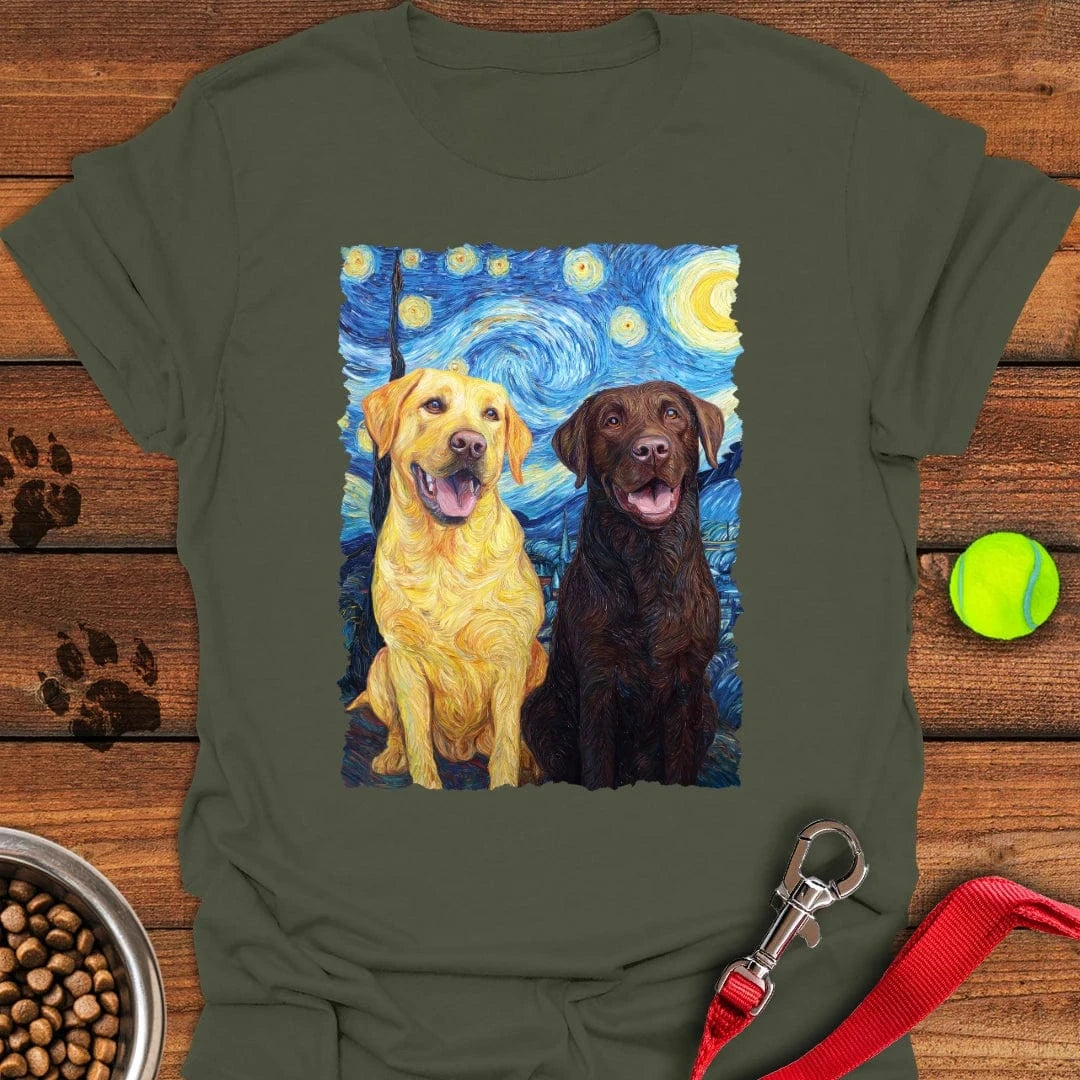 Yellow & Chocolate Lab Van Gogh T-Shirt Classic Dog Apparel Sentimental Father's Day Gifts