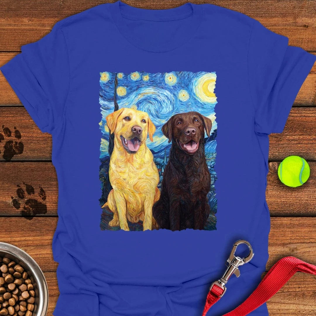 Yellow & Chocolate Lab Van Gogh T-Shirt Classic Dog Apparel Sentimental Father's Day Gifts