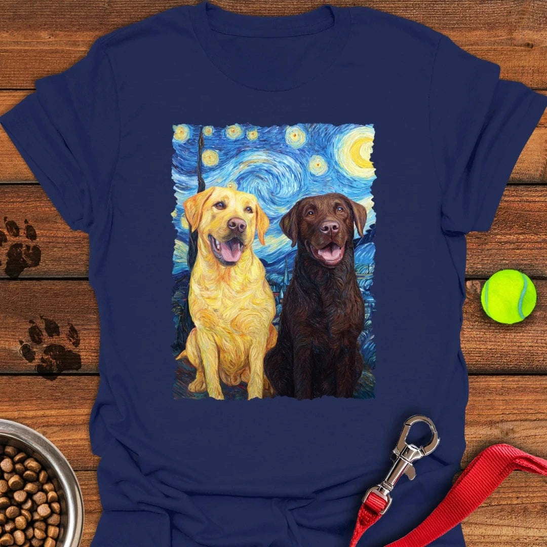 Yellow & Chocolate Lab Van Gogh T-Shirt Classic Dog Apparel Sentimental Father's Day Gifts