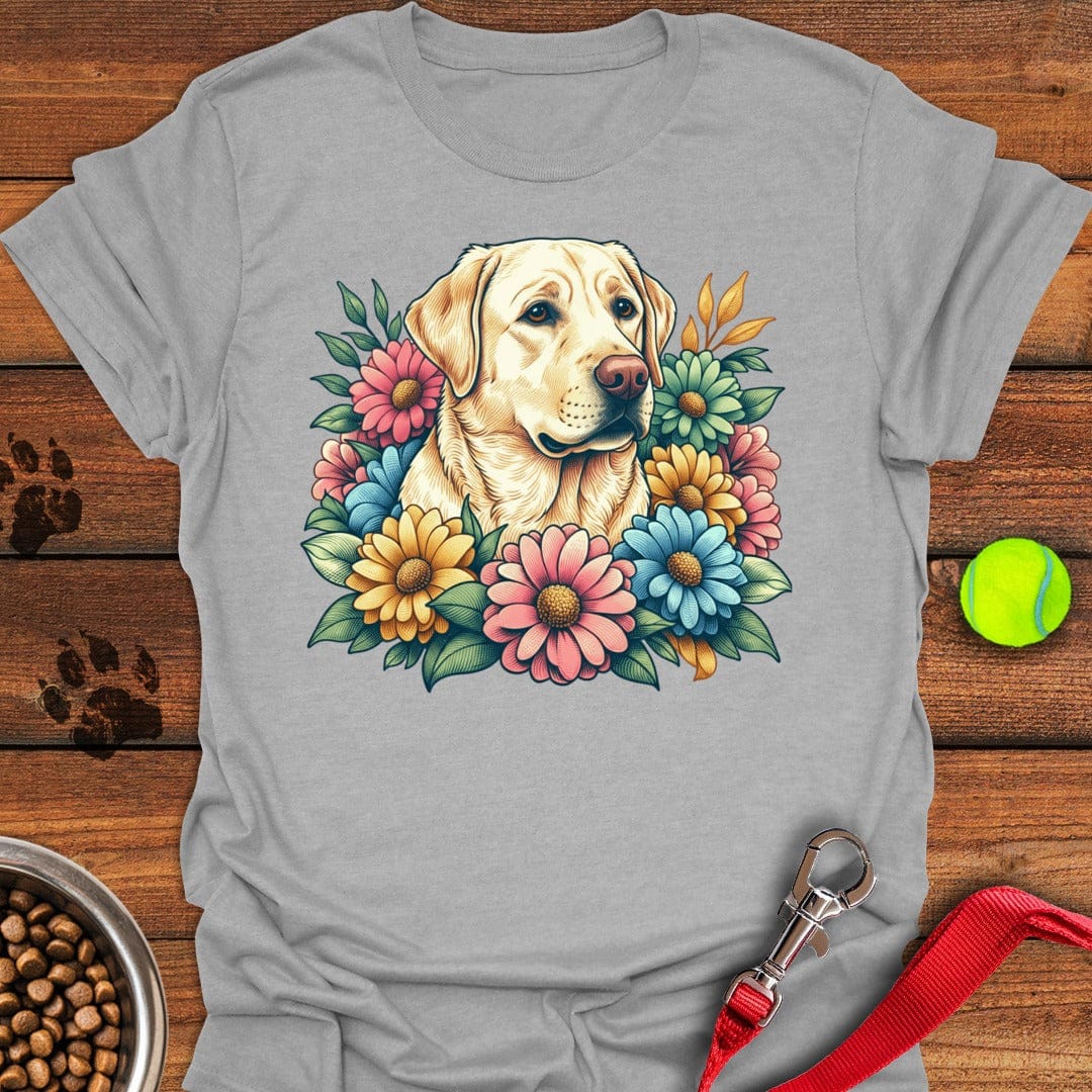 Yellow Lab Flowers T-Shirt Sassy Dog Clothing Dog Mom Merchandise