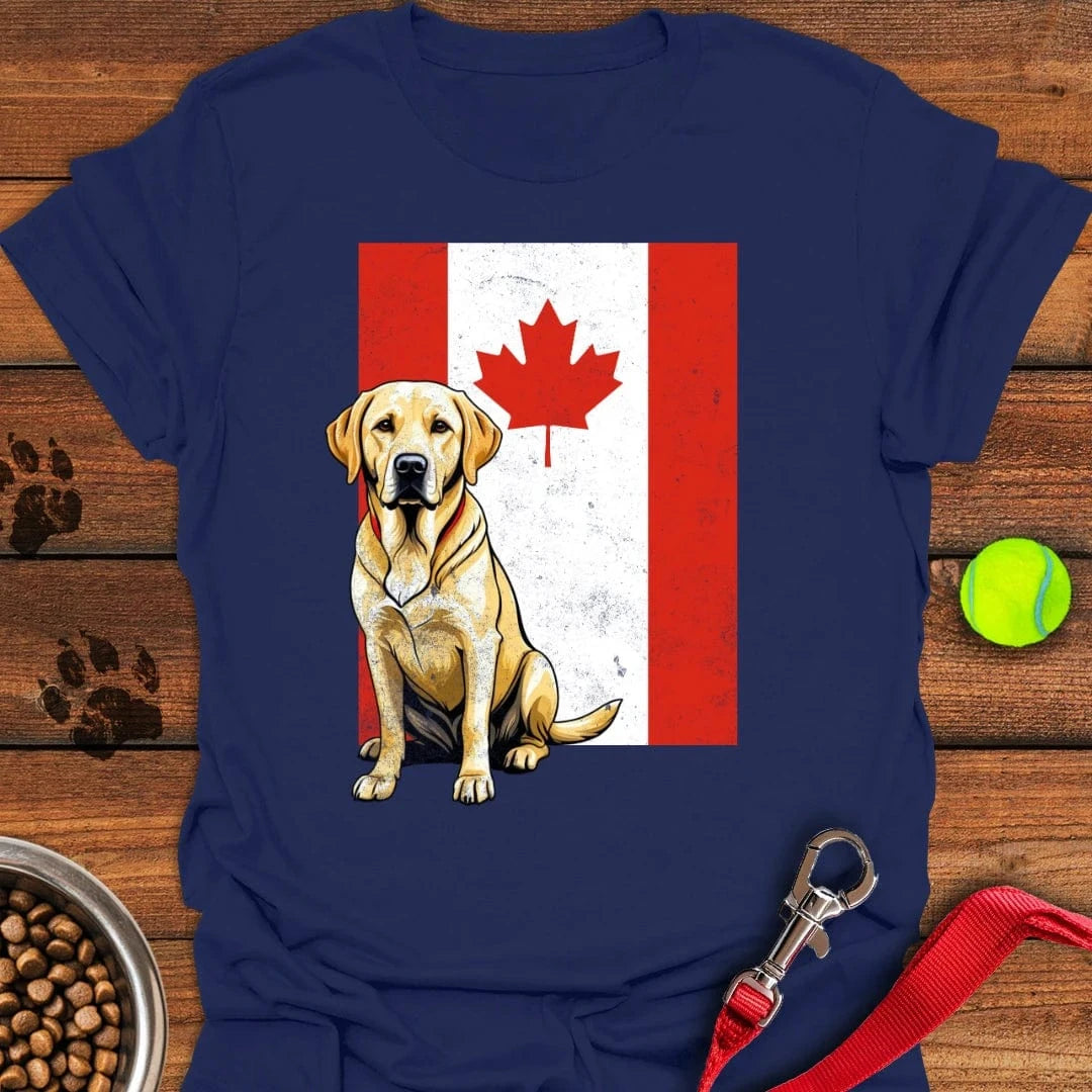 Yellow Labrador Canada Flag T-Shirt Lazy Dog Clothes Dog Themed Presents