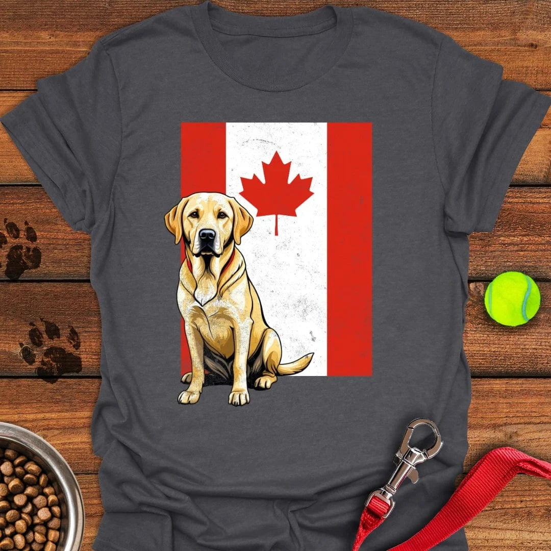 Yellow Labrador Canada Flag T-Shirt Lazy Dog Clothes Dog Themed Presents