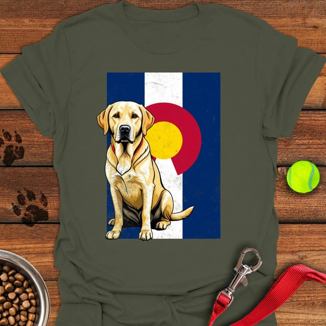Yellow Labrador Colorado Flag T-Shirt Shy Dog Clothes Father's Day Gifts