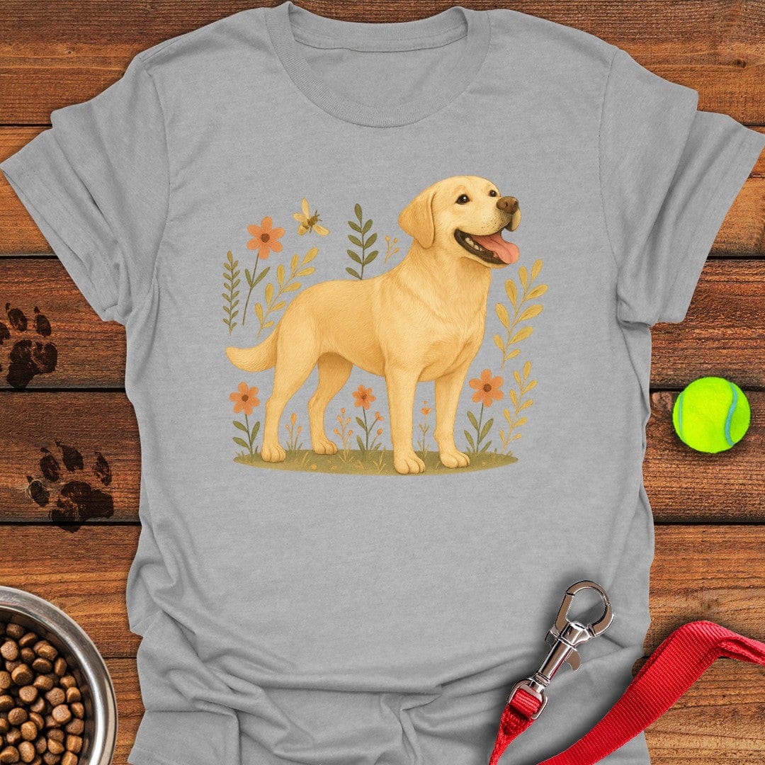 Yellow Labrador Flower T-Shirt Lovely Dog Clothing Birthday Present For Dog Lovers