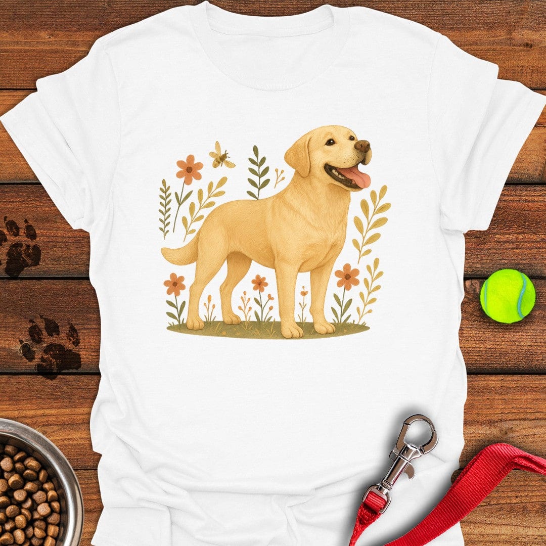 Yellow Labrador Flower T-Shirt Lovely Dog Clothing Birthday Present For Dog Lovers