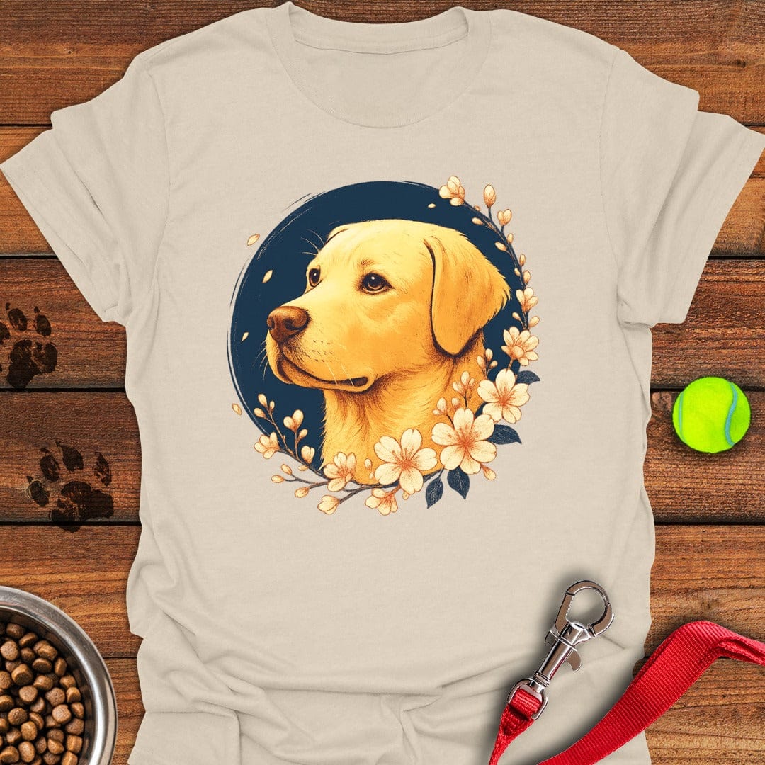 Yellow Labrador Flowers T-Shirt Sassy Dog Clothes Good Gifts For New Dog Owners