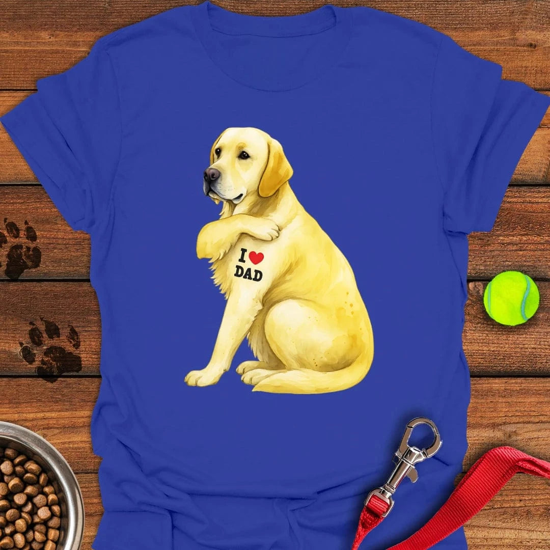 Yellow Labrador I Love Dad T-Shirt Wild Dog Clothing Fathers Day Delivery Gifts