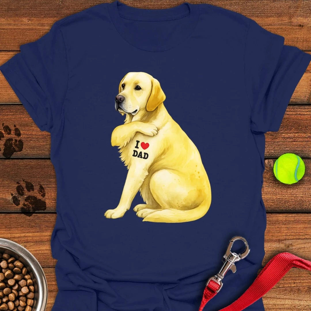Yellow Labrador I Love Dad T-Shirt Wild Dog Clothing Fathers Day Delivery Gifts