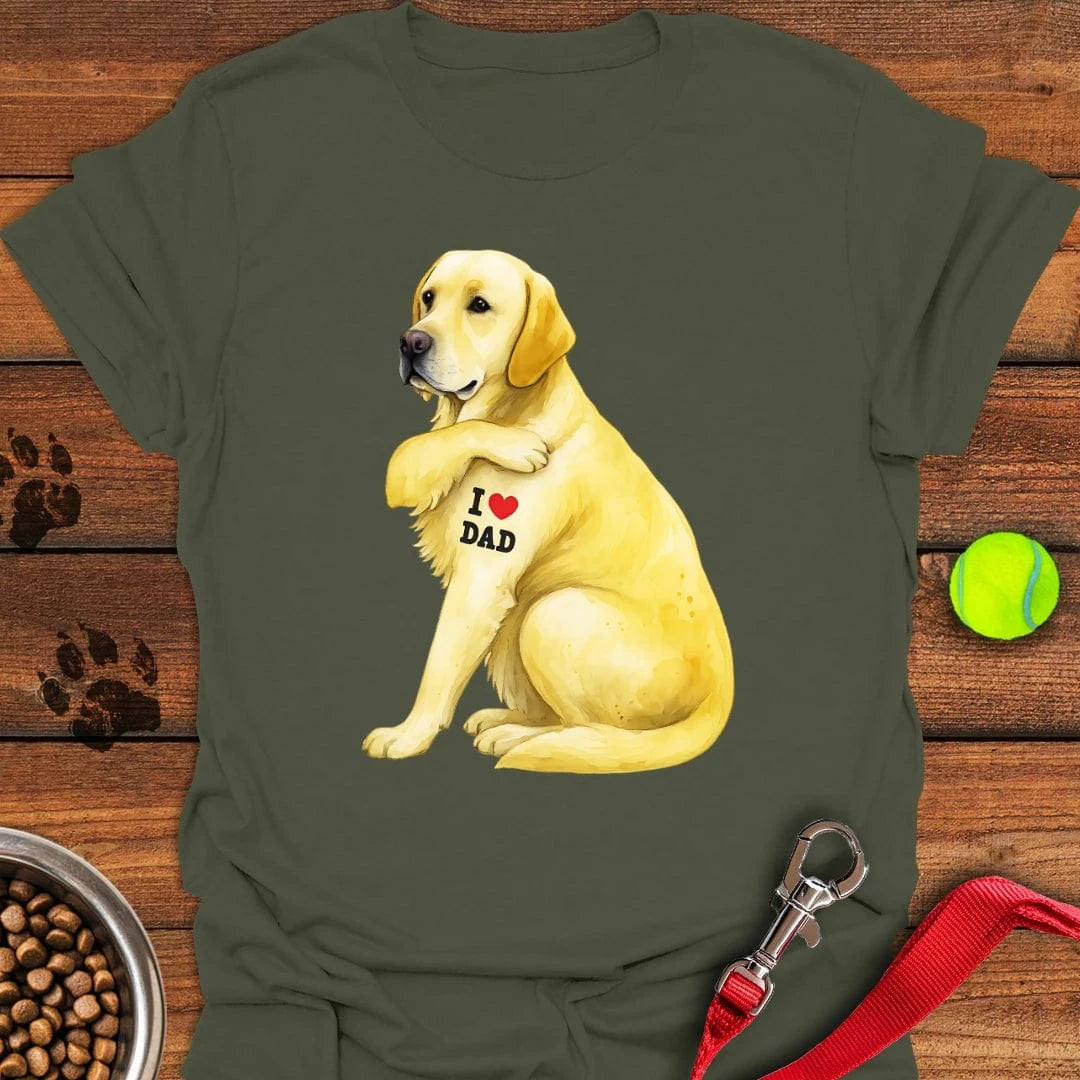Yellow Labrador I Love Dad T-Shirt Wild Dog Clothing Fathers Day Delivery Gifts