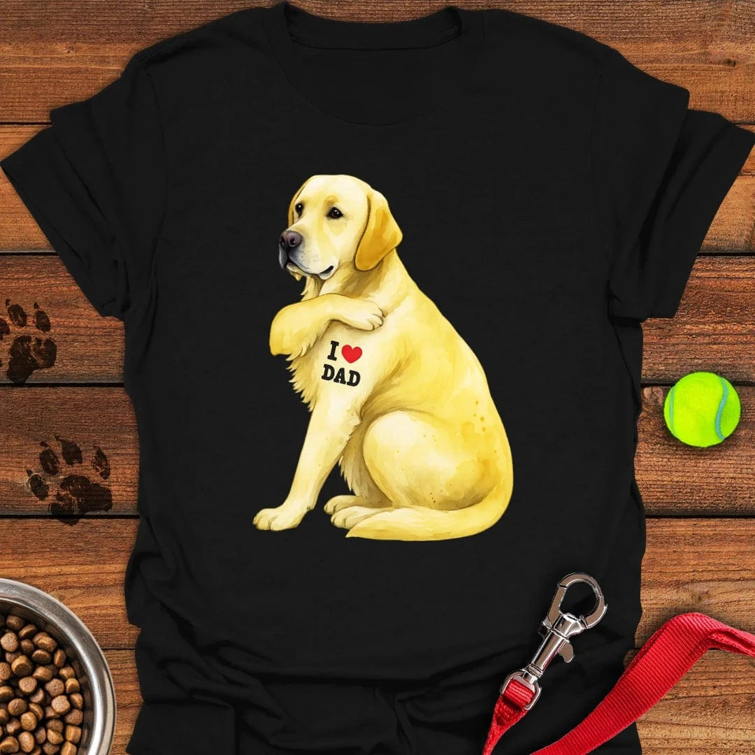 Yellow Labrador I Love Dad T-Shirt Wild Dog Clothing Fathers Day Delivery Gifts