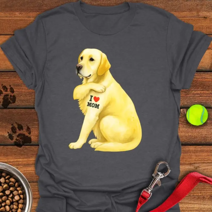 Yellow Labrador I Love Mom T-Shirt Mother's Day Gifts For Yellow Lab Lovers