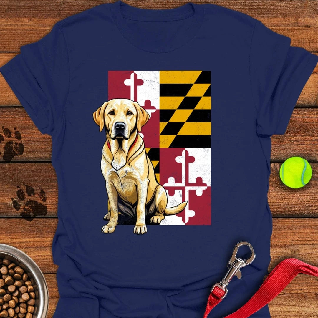 Yellow Labrador Maryland Flag T-Shirt Classic Dog Clothing First Fathers Day Gift