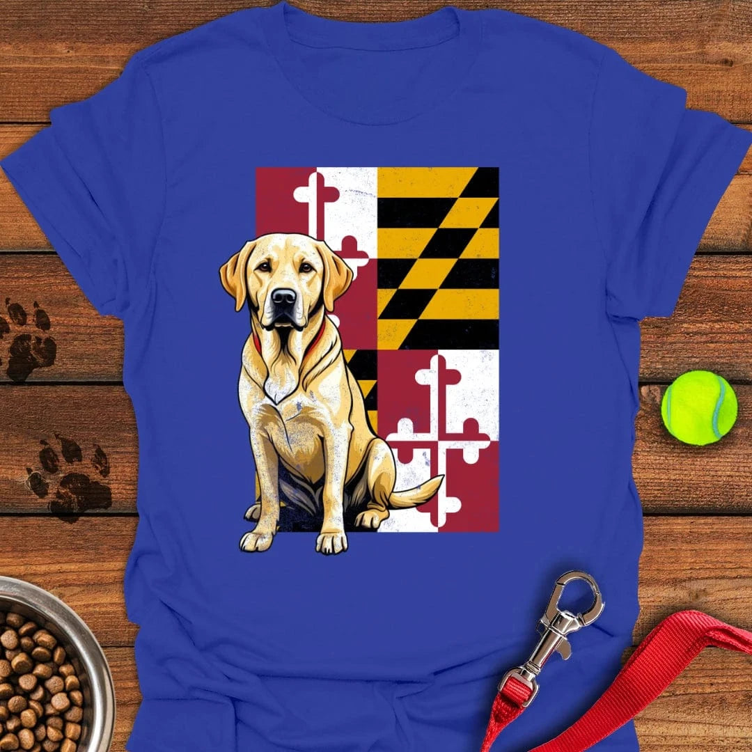 Yellow Labrador Maryland Flag T-Shirt Classic Dog Clothing First Fathers Day Gift
