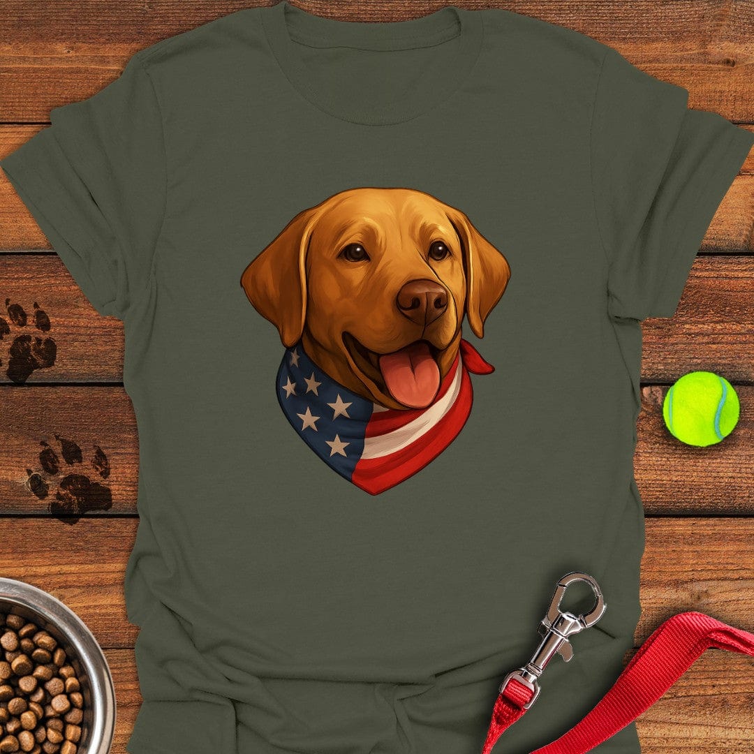 Yellow Labrador USA Bandana T-Shirt Friendly Dog Clothes Good Gifts Dog Lovers