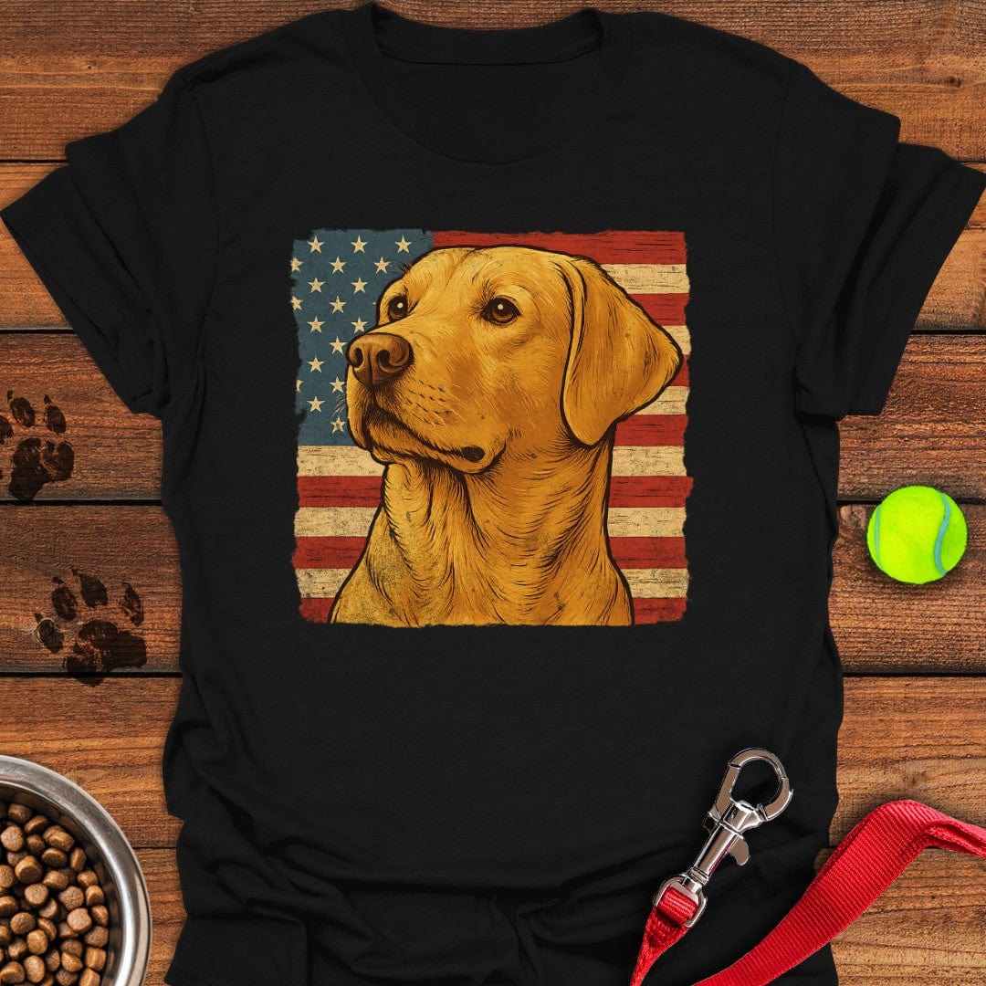 Yellow Labrador USA Flag T-Shirt Energetic Dog Apparel Great Gifts For Dad