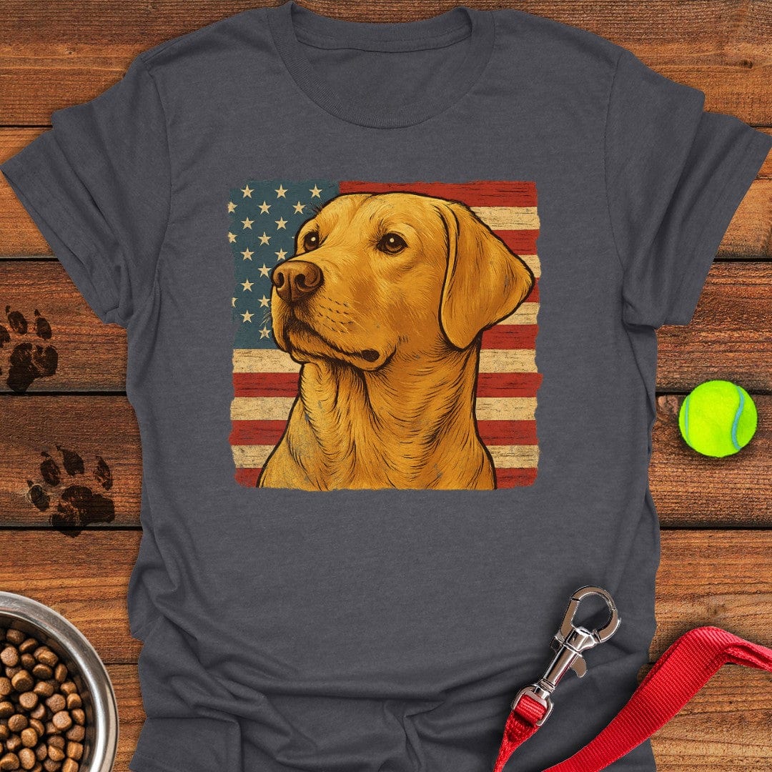 Yellow Labrador USA Flag T-Shirt Energetic Dog Apparel Great Gifts For Dad