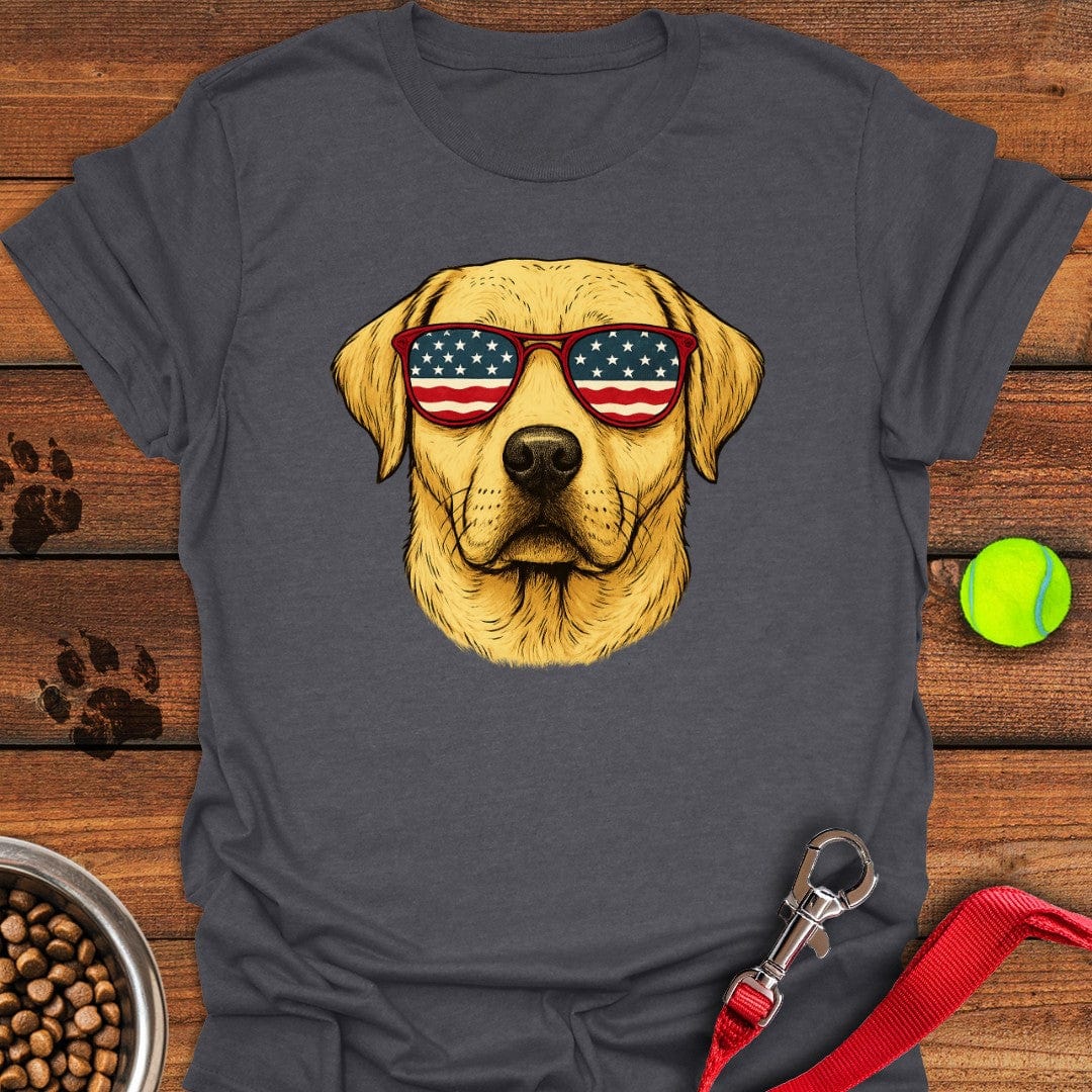 Yellow Labrador USA Glasses T-Shirt Funny Dog Apparel Best Father's Day Gifts