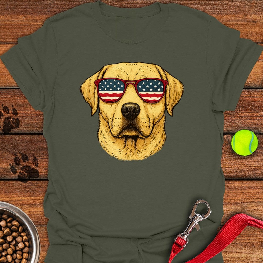 Yellow Labrador USA Glasses T-Shirt Funny Dog Apparel Best Father's Day Gifts