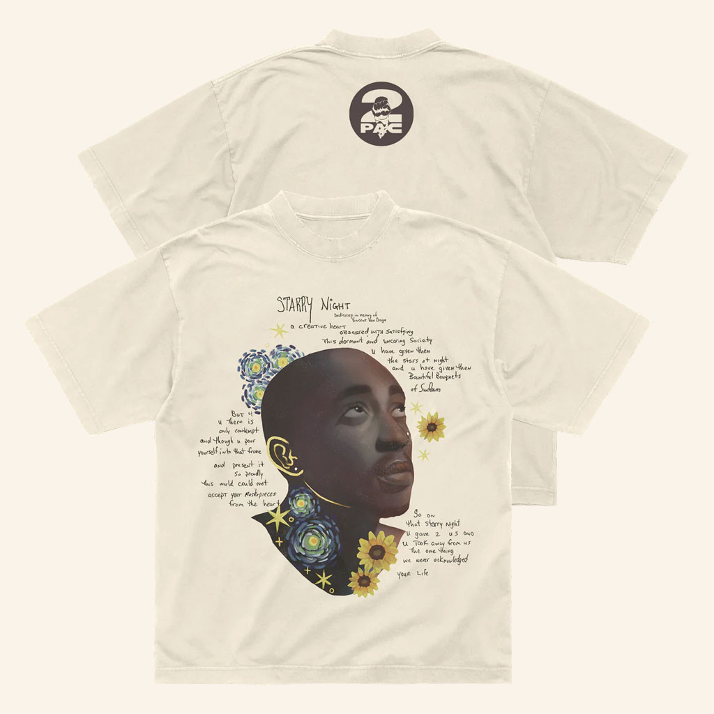 2Pac Merch 2026 Starry Night T-Shirt 2Pac Shirt Presents For Hip Hop Lovers - Petshi