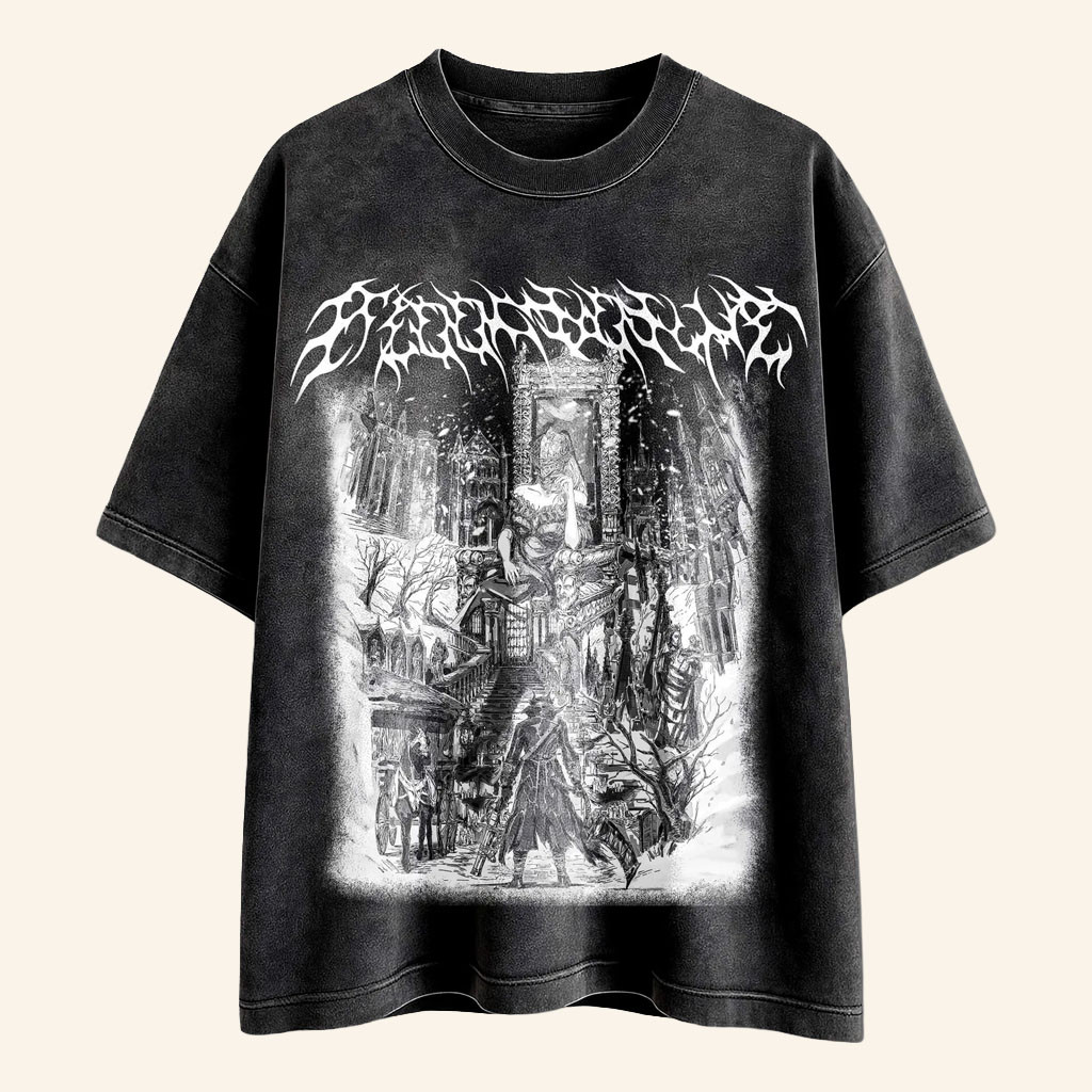 Bloodborne Merch 2026 Bloodborne Wash Gothic Horror T-Shirt Video Game Lover Gifts For Him - Petshi