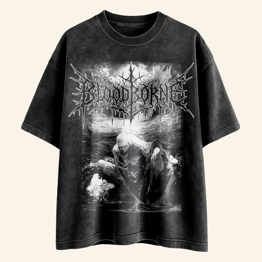 Bloodborne Merch 2026 Gothic Horror Wash T-Shirt Best Gifts For Video Game Fans - Petshi