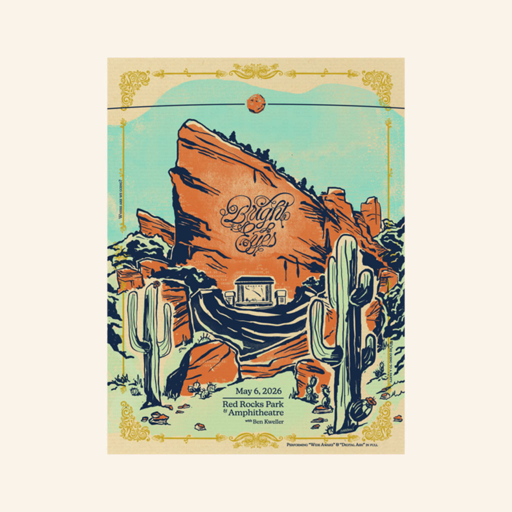 Bright Eyes Merch 2026 Anniversary Show Poster Red Rocks Bright Eyes Band Poster Wall Decor - Petshi