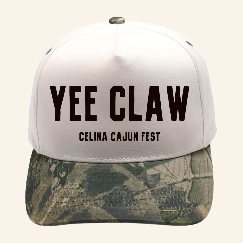 Celina Texas Merch 2026 Yee Claw Celina Cajun Fest Camo Hat Embroidered Gifts For Friends - Petshi