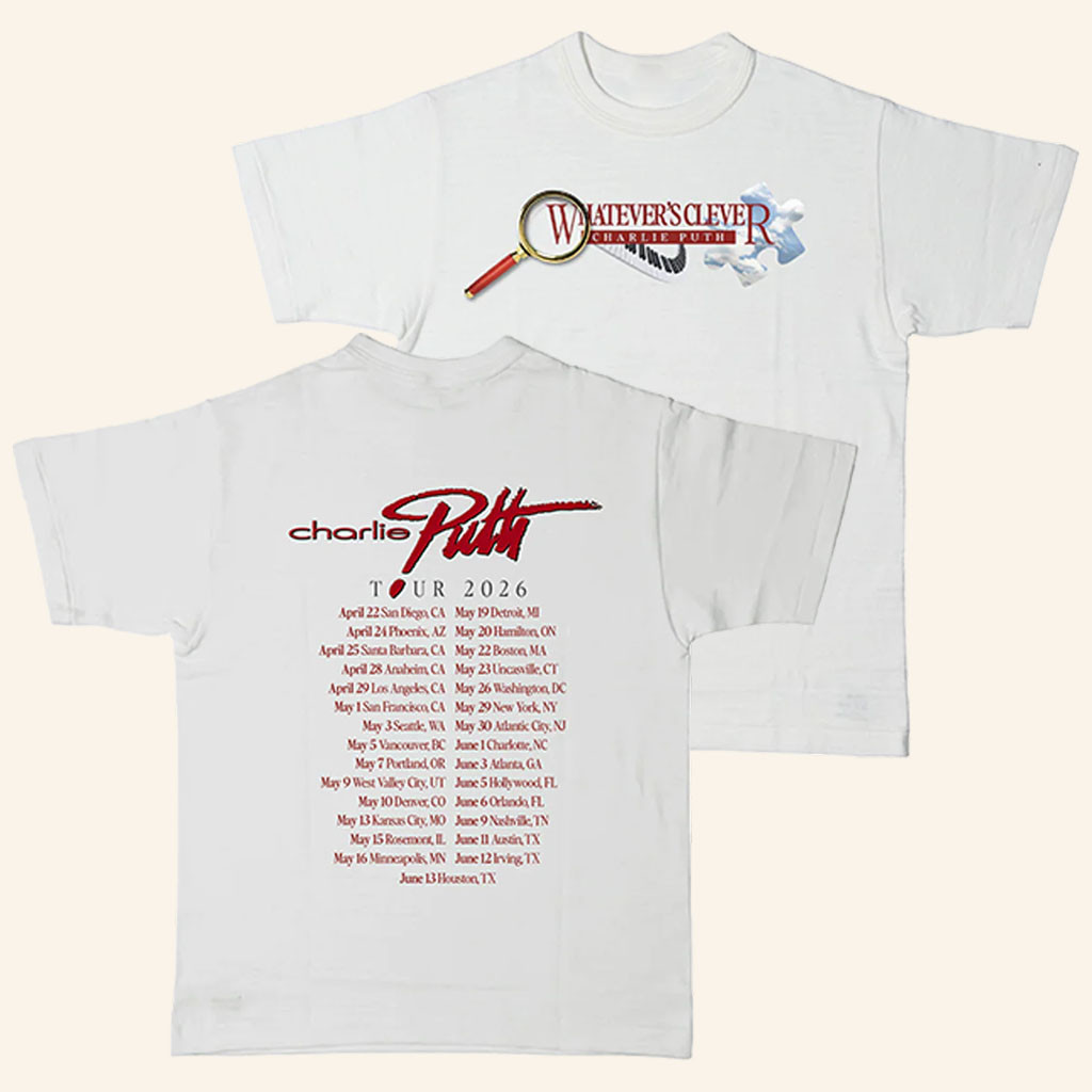 Charlie Puth Merch Whatever's Clever 2026 White Tour T-Shirt Gifts Ideas For Music Lovers - Petshi