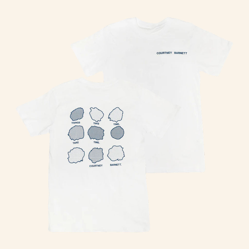 Courtney Barnett Merch 2026 Things Take Time Monochrome White T-Shirt Presents For Music Fans - Petshi