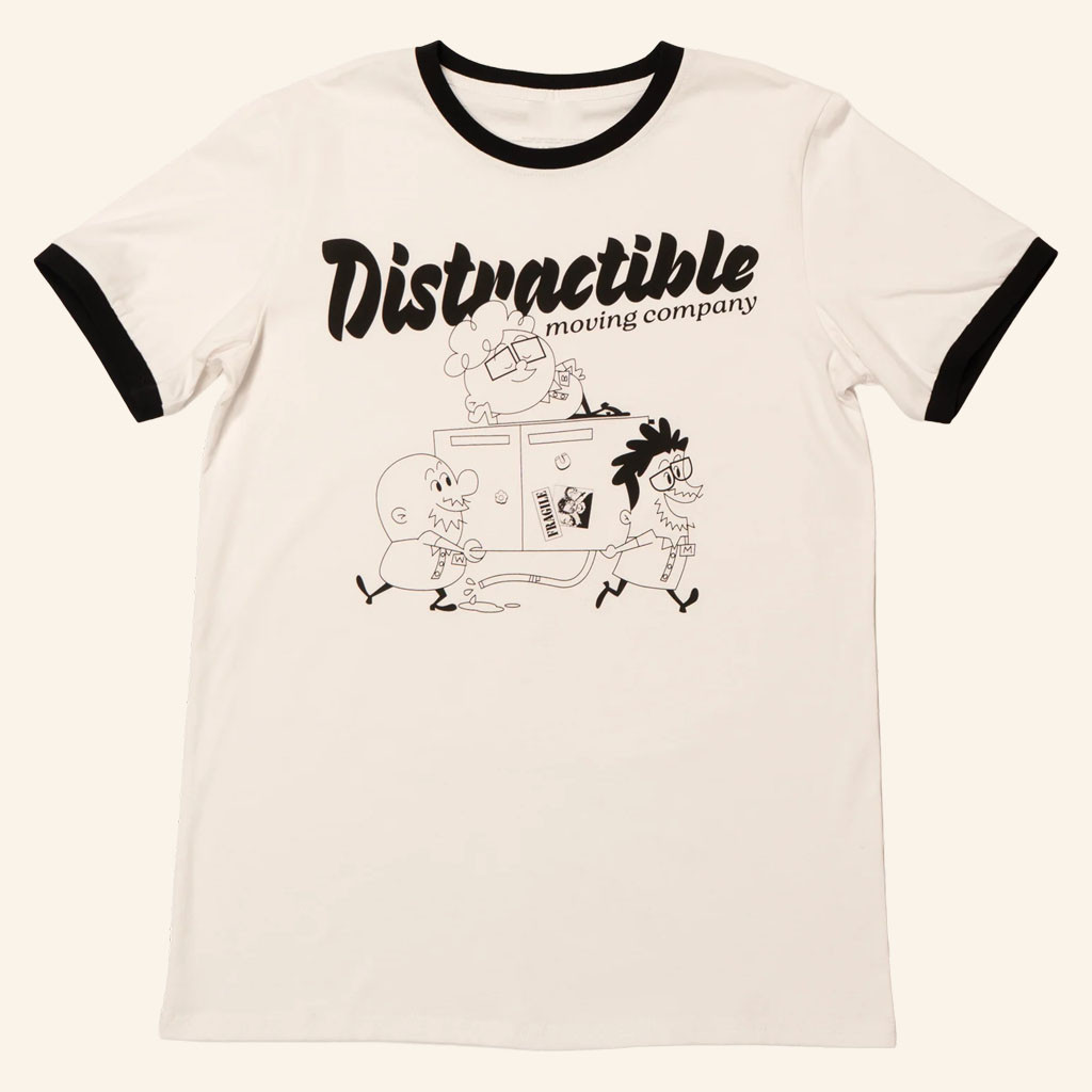 Distractible Merch Distractible Moving Company Ringer T-Shirt Gifts For Comedy Fans - Petshi