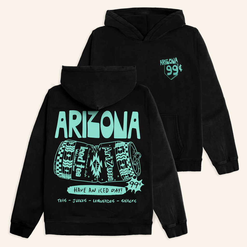 Drinkarizona Merch 2026 Black And Teal Scratch Doodle Hoodie Birthday Gifts Ideas - Petshi