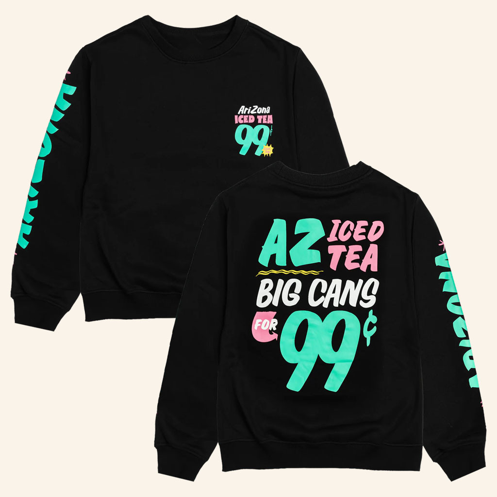 Drinkarizona Merch 2026 Black Signage Crewneck AriZona Iced Tea 99 Sweatshirt BFF Gifts - Petshi